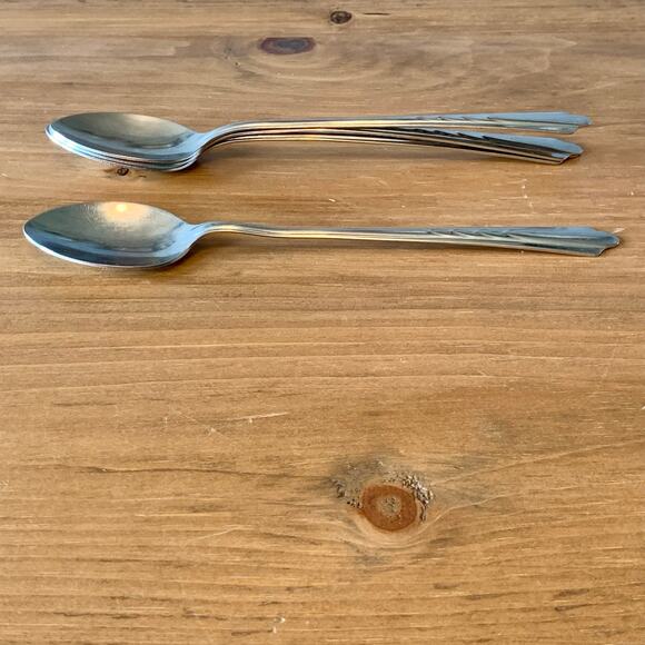 Ekco USA Stainless Steel Iced Tea Spoons Chevron Pattern Handle Set of 4 Vtg - Picture 9 of 13